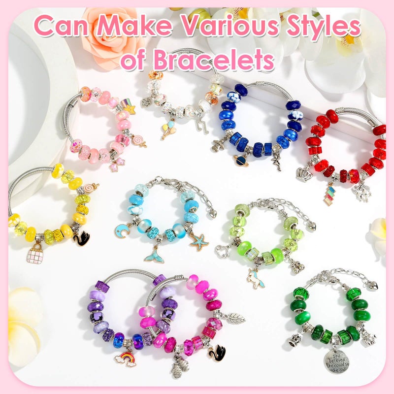 Cludoo 240 Pieces Large Hole Beads for Jewelry Making  16 Color European Beads Bulk  Fairy Garden Wands Beads Lampwork Spacer Beads Colorful European Craft Beads for Pen Bracelet Jewelry Making - Image 3